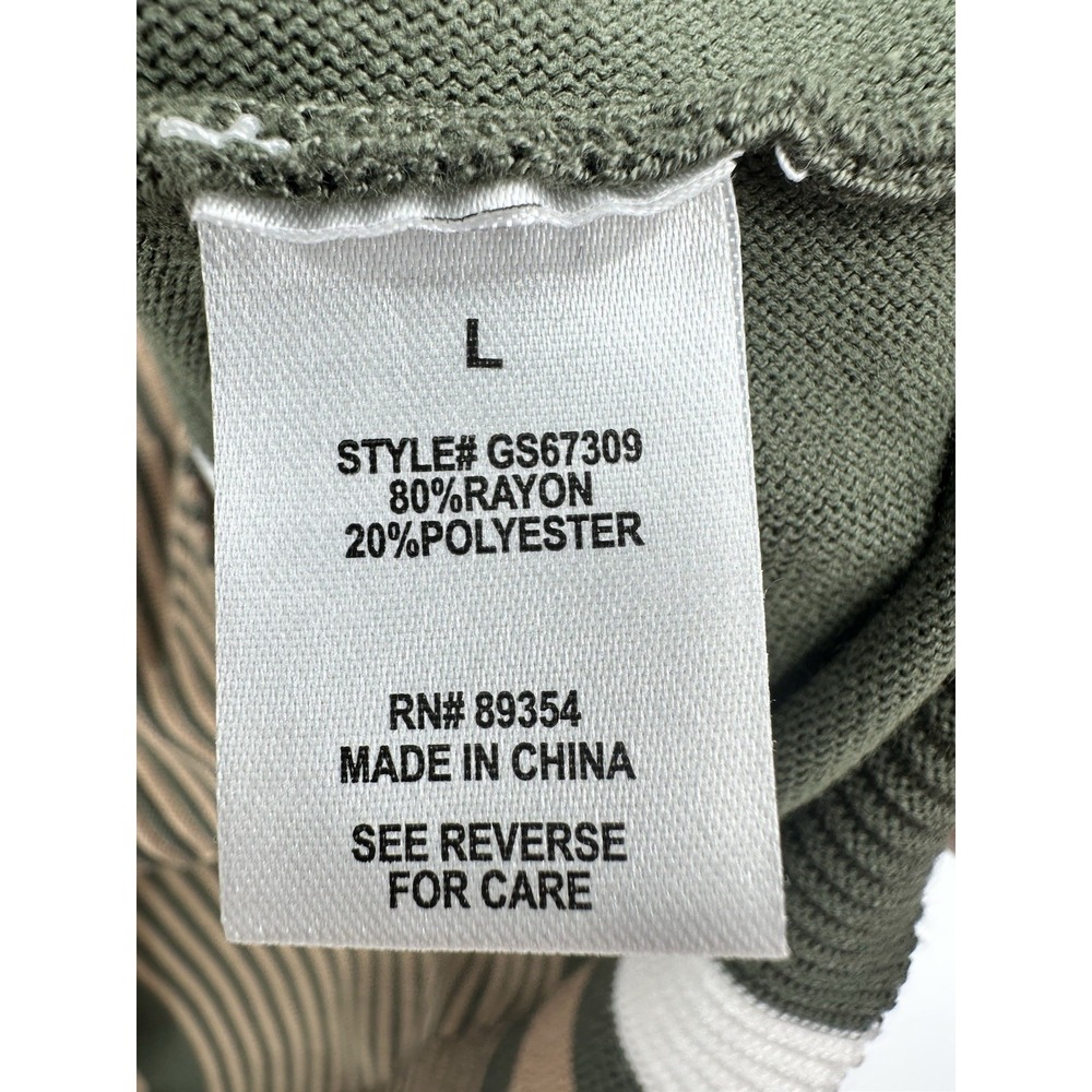 Adrienne Vittadini Green Knit Round Neck Long Sleeve Pullover Sweater L Stripe - Picture 4 of 8